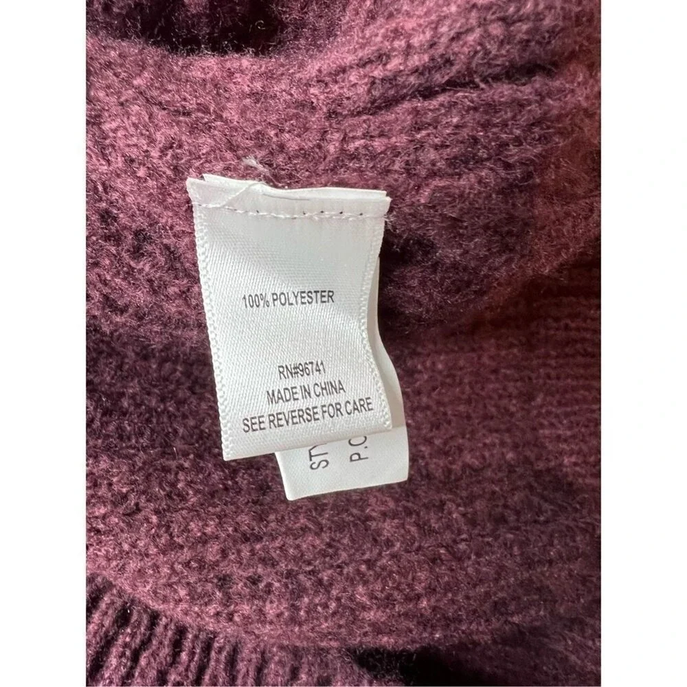 Belle du Jour Burgundy Ribbed Soft Cozy Sweater Cross‎ Bar Back LARGE NWT SALE